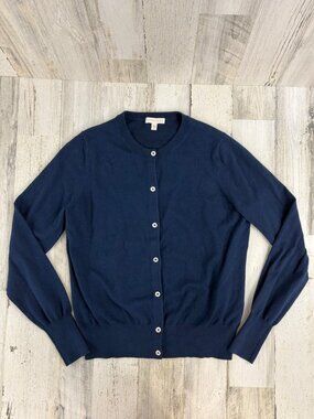 Ann Mashburn Rosie Cardigan Sweater Sz M Blue Cotton Silk